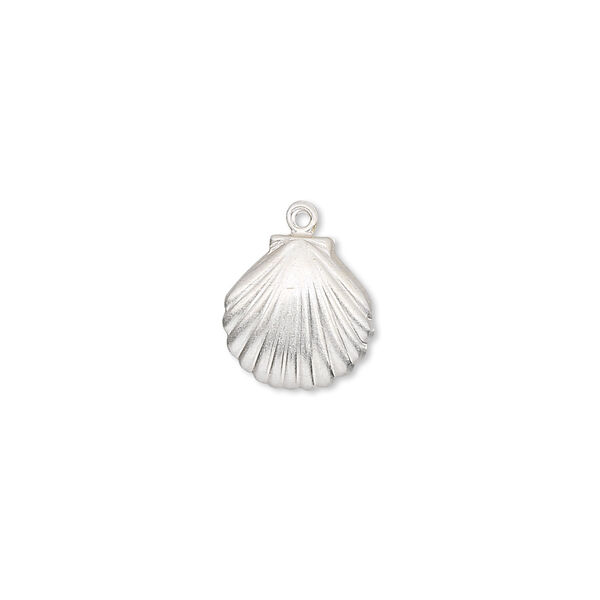 Charm, sterling silver, 11mm clam shell. Sold per pkg of 2. image number 0