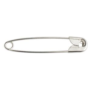 Safety pin, silver-finished steel, 1-3/4 inch. Sold per pkg of 500.