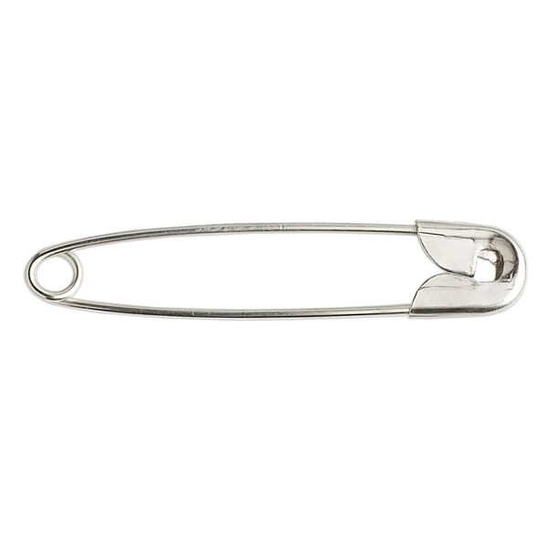Safety pin, silver-finished steel, 1-3/4 inch. Sold per pkg of 500. image number 0