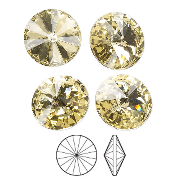 Chaton 144pk jonquil foil back, Preciosa MAXIMA Czech crystal rhinestone 14mm rivoli image number 0