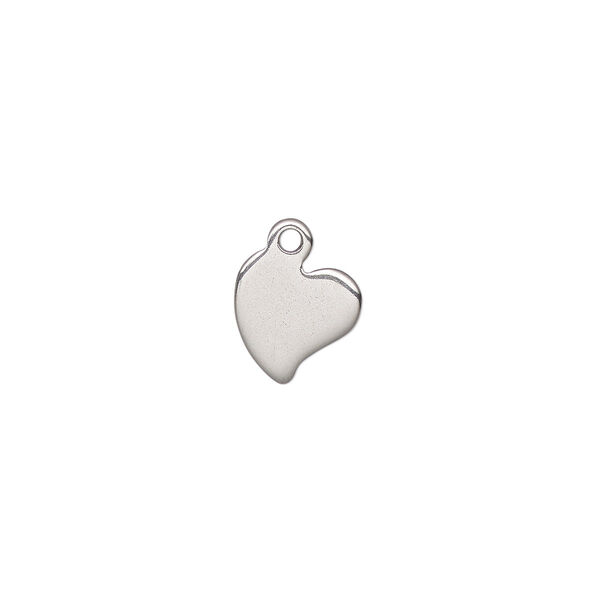 Charm, stainless steel, 8x8mm double-sided heart. Sold per pkg of 10. image number 0