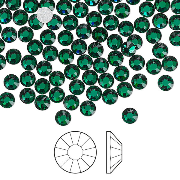 Flat back 1440pk emerald foil back, Preciosa Viva 12® Czech crystal rhinestone 3.8-4mm chaton rose round SS16 image number 0