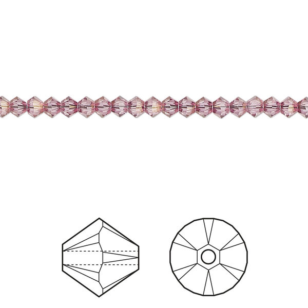 Bead 48pk dark rose, Crystal Passions® 3mm bicone 5328 image number 0