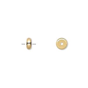 Bead, gold-plated brass, 6x2mm heishi. Sold per pkg of 100.