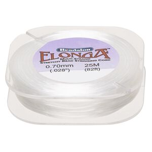 Cord, Beadalon® Elonga™, elastic, white, 0.7mm, 7-pound test. Sold per 25-meter spool.