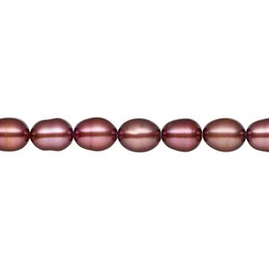Pearl, cultured freshwater (dyed), pomegranate, 5-6mm rice, C+ grade, Mohs hardness 2-1/2 to 4. Sold per 15-inch strand.