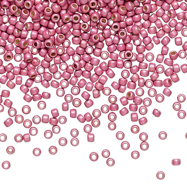 Seed bead, TOHO BEADS®, glass, pkg/7.5g, #11 round, opaque galvanized matte pink lilac (TR-11-PF553F). image number 0