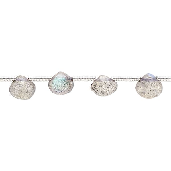 Labradorite 1pkg18, hand-cut top-drilled faceted puffed teardrop bead natural 6-7mm image number 0
