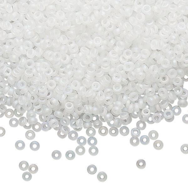 Seed bead, Miyuki, glass, pkg/250g, 2.2x1mm spacer rondelle, translucent matte clear, (SPR2.2-131FR). image number 0