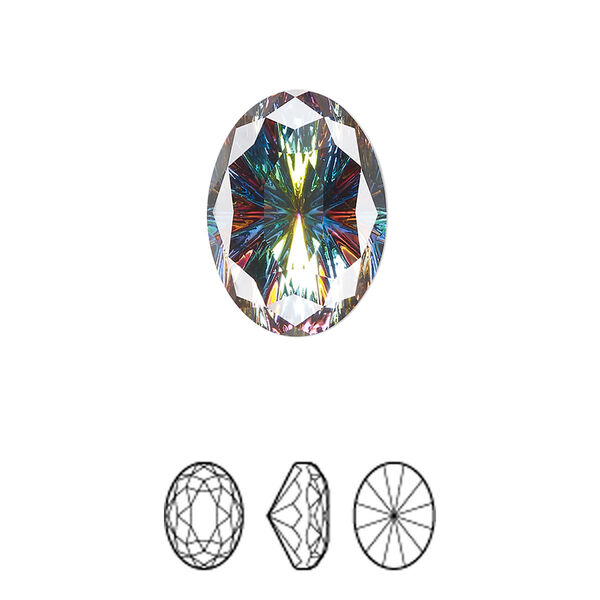 Fancy stone 24pk crystal vitrail medium foil back, Swarovski® 18x13mm magical oval 4160 image number 0