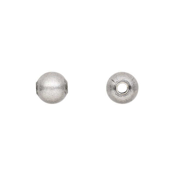 Bead, antique silver-plated brass, 8mm round. Sold per pkg of 10. image number 0