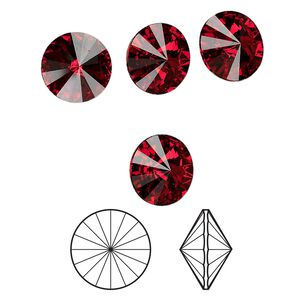 Chaton 48pk Siam foil back, Crystal Passions® 14mm rivoli 1122