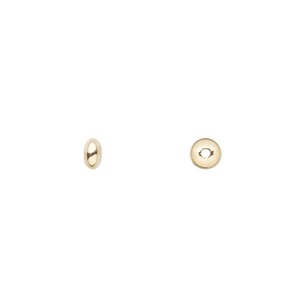 Bead, 14Kt gold, 4.5x2.5mm smooth saucer. Sold per pkg of 10. image number 0