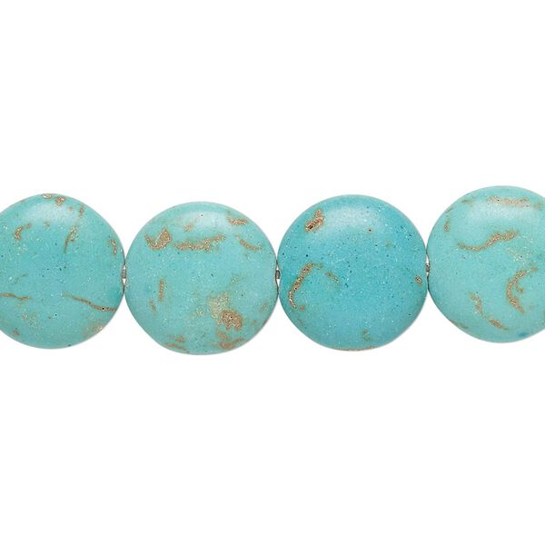 Magnesite 1pkg1, puffed flat round bead 15 inch 14mm image number 0