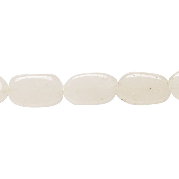 Snow quartz 1pkg1, hand-cut flat oval bead natural, 12 inch 13x7mm-17x11mm image number 0