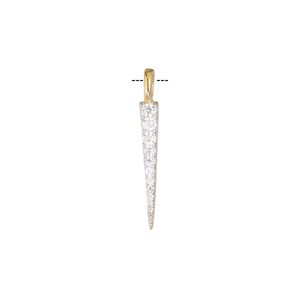 Pendant, cubic zirconia and gold-finished sterling silver, clear, 19x3mm single-sided point. Sold individually.