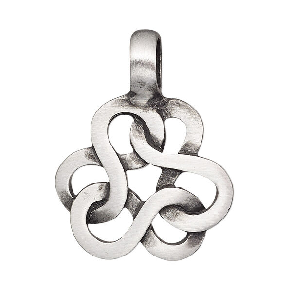 Pendant, antiqued pewter (tin-based alloy), 35x27mm single-sided interlocked infinity. Sold individually. image number 0