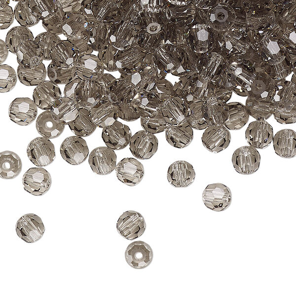Bead 24pk black diamond, Preciosa Czech crystal 4mm round image number 0