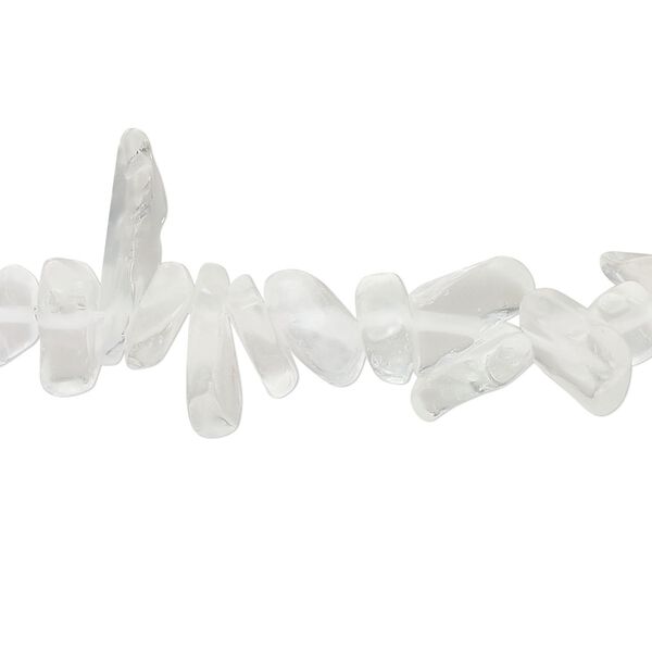 Bead, glass, translucent matte clear, small to extra-large chip. Sold per 30-inch strand. image number 0