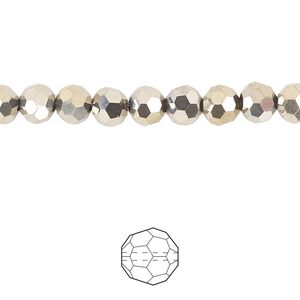 Bead 144pk opaque crystal aurum 2X, Celestial Crystal® 6mm round