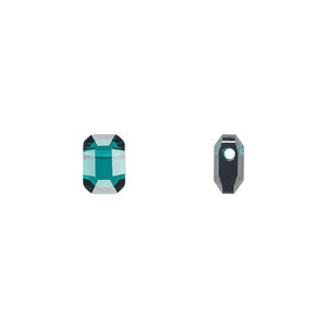 Bead 1pk2 emerald, Crystal Passions&reg; 8x5.5mm pendulum 5514
