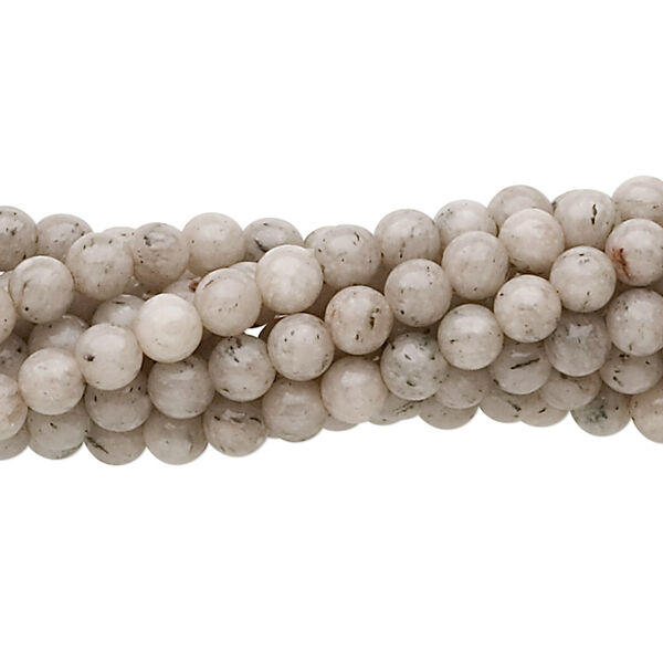 Bead, grey feldspar (natural), 4mm round, C grade, Mohs hardness 6 to 6-1/2. Sold per pkg of (10) 15-1/2" to 16" strands. image number 0