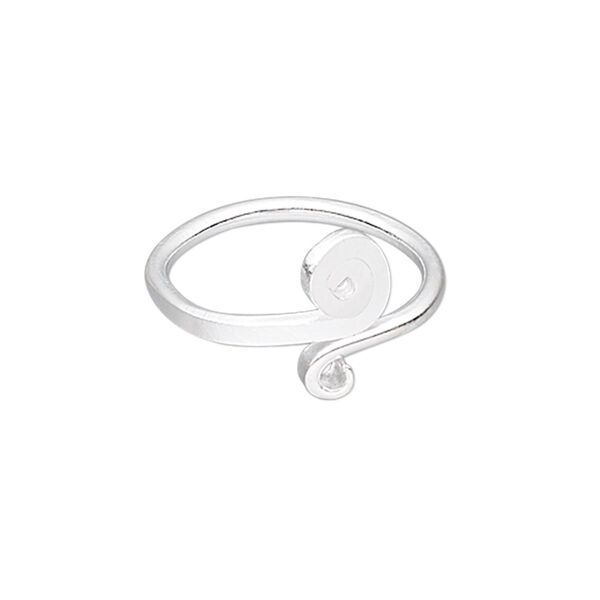 Ring, silver-plated copper, 13mm wide with double swirl design, adjustable. Sold individually. image number 0