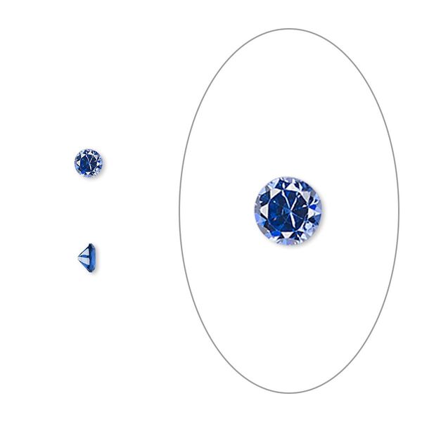 Gem, cubic zirconia, spinel blue, 3mm faceted round, Mohs hardness 8-1/2. Sold per pkg of 5. image number 0