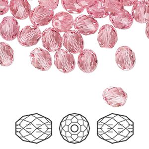Bead 288pk light rose, Swarovski® 7x6mm olive briolette 5044