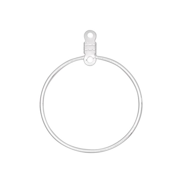 Beading hoop, silver-plated steel, 26mm round with closed loop. Sold per pkg of 100. image number 0
