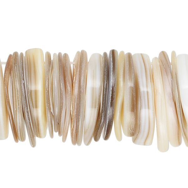 Bead, mother-of-pearl shell (natural), 14x8mm-24x10mm marquise, Mohs hardness 3-1/2. Sold per 15-1/2" to 16" strand. image number 0