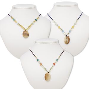 Italian "onyx" / multi-gemstone / acrylic 1pkg3, oval necklace continuous 20-24 inch mix 33x23mm-34x26mm