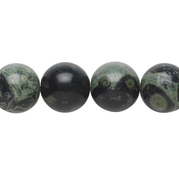 Bead, kambaba jasper (natural), 12mm round, B grade, Mohs hardness 6-1/2 to 7. Sold per 15-1/2" to 16" strand. image number 0