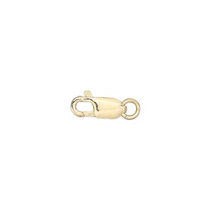 Clasp lobster claw 1pkg5 14Kt gold-filled, 12x4mm / 5mm jump ring, 1-strand