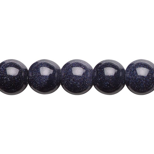 Bead, blue goldstone (glass) (man-made), 10mm round. Sold per 15-1/2" to 16" strand. image number 0
