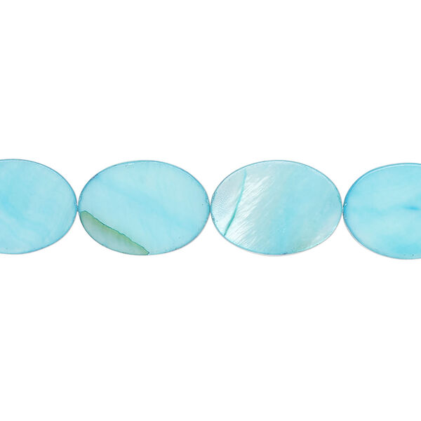 Mother-of-pearl shell 1pkg1, flat oval bead 15 inch dark sky blue 14x10mm image number 0