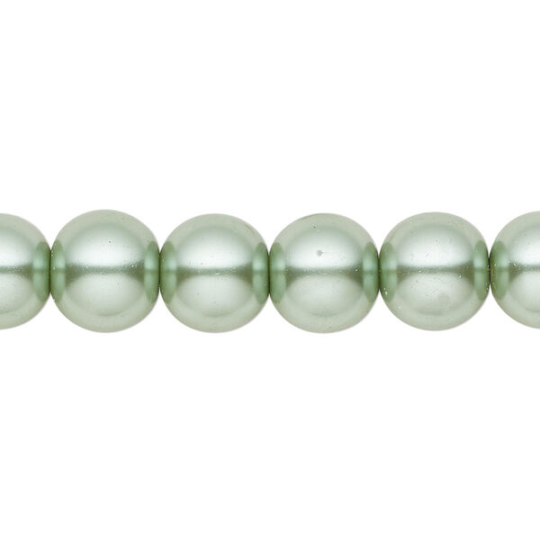 Bead, crystal pearl, sage, 10mm round. Sold per pkg of (2) 15-1/2" to 16" strands, approximately 80 beads. image number 0
