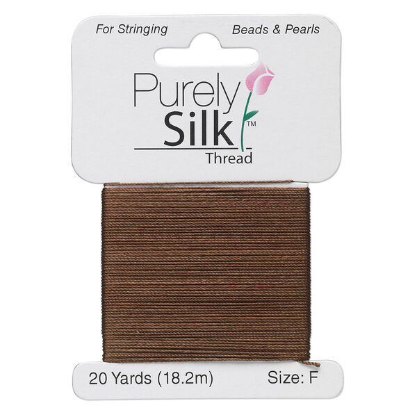 Thread, Purely Silk™, chestnut, size F. Sold per 20-yard card. image number 0