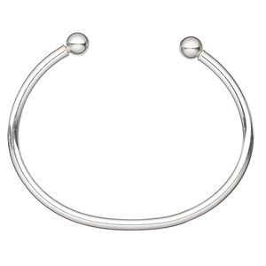 Bracelet, cuff, Create Compliments®, sterling silver, 3mm wide with (2) 6mm twist-off ball ends, adjustable from 6 to 6-1/2 inches. Sold individually.
