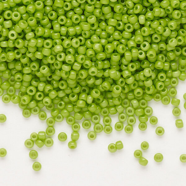 Seed bead, Dyna-Mites™, glass, pkg/40g, #11 round, opaque lime green, (745 11/0 RR). image number 0