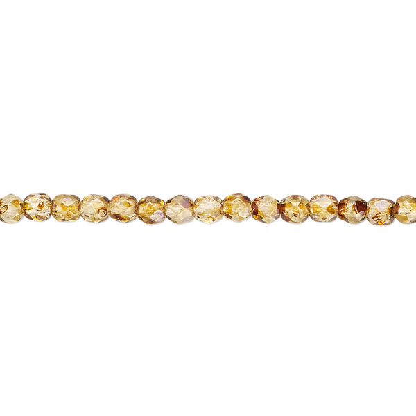 Bead, Czech fire-polished glass, tortoise gold, 3mm faceted round. Sold per pkg of 1,200 (1 mass). image number 0
