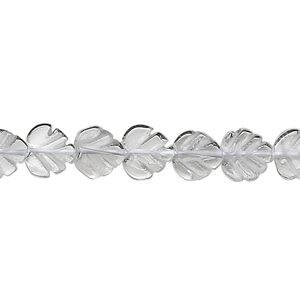 Quartz crystal 1pkg1, hand-cut carved leaf bead natural 15.5-16 inch 8x7mm-10x9mm
