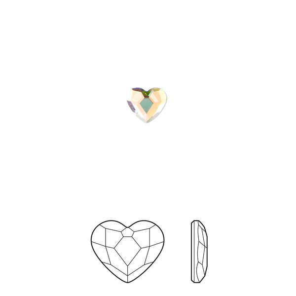 Flat back 6pk crystal AB foil back, Preciosa MAXIMA Czech crystal rhinestone 6mm heart image number 0