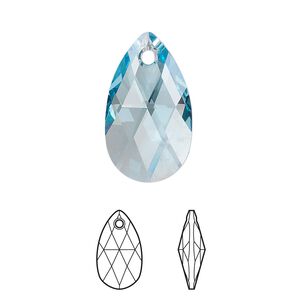 Drop 96pk aquamarine, Swarovski® 22x13mm pendant pear 6106