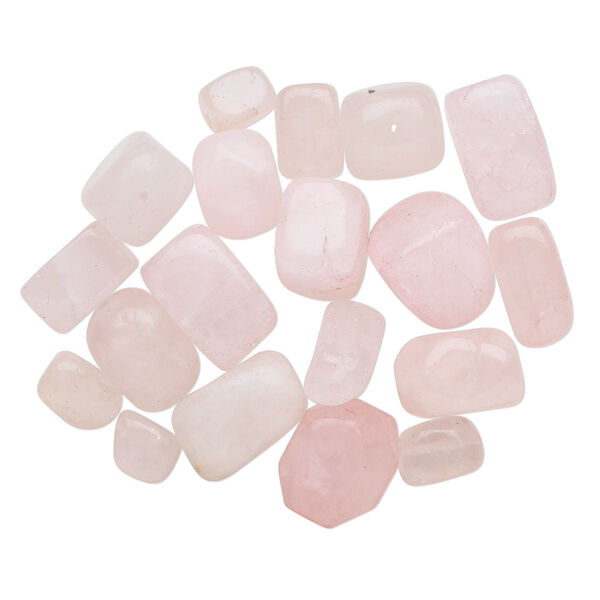Bead mix, rose quartz (natural / dyed), small to large nugget and 11x7mm-22x20mm rectangle, D grade, Mohs hardness 7. Sold per 1/4 pound pkg, approximately 15-25 beads. image number 0