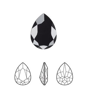 Fancy stone 48pk jet, Swarovski® 18x13mm pear 4320