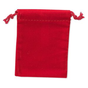 Pouch, velveteen, red, 3-1/2 x 2-3/4 inches with drawstring. Sold per pkg of 12.