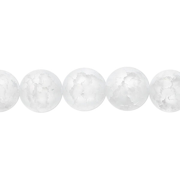 Bead, ice flake quartz (heated), 10mm frosted round, B grade, Mohs hardness 7. Sold per 15-1/2" to 16" strand. image number 0