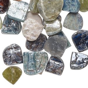 Multi-gemstone 1pkg1, hand-cut top-drilled puffed teardrop bead 2 oz mix 10-15mm