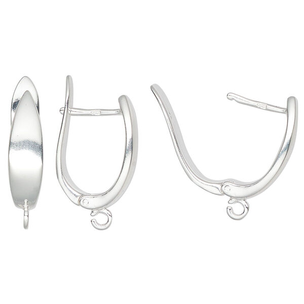 Ear wire, sterling silver, 20mm leverback with open loop, 18 gauge. Sold per pair. image number 0